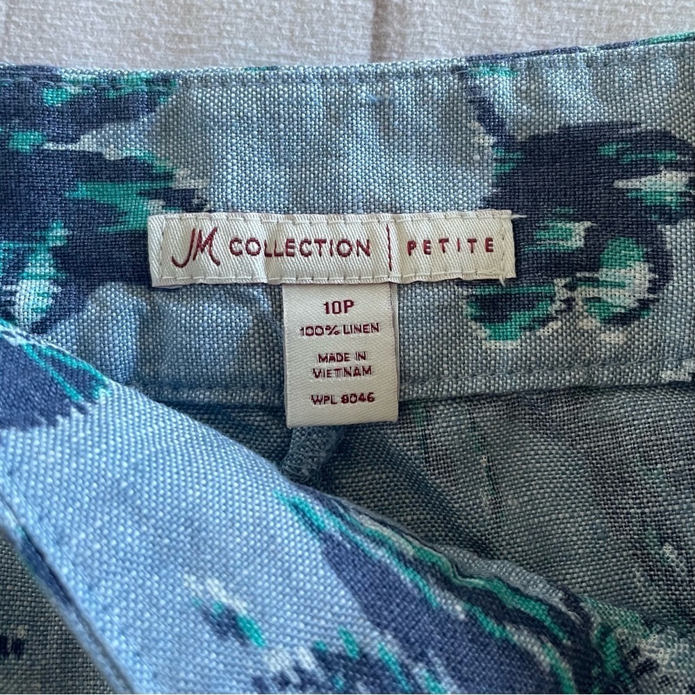 JM Collection Pleated Linen Skirt Women’s 10 Petite Floral Flowy Coastal Cottage - Picture 2 of 10